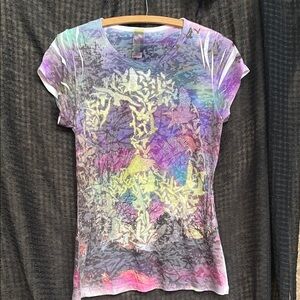 🌹UNIQUE Boutique RHINESTONE ART WEAR PEACE with birds and Forest scene